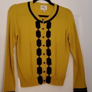 Milly yellow cardigan w/black trim size M